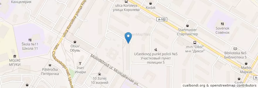 Mapa de ubicacion de Библиотека №4 en Russia, Distretto Federale Centrale, Oblast' Di Mosca, Раменский Городской Округ, Городской Округ Жуковский.