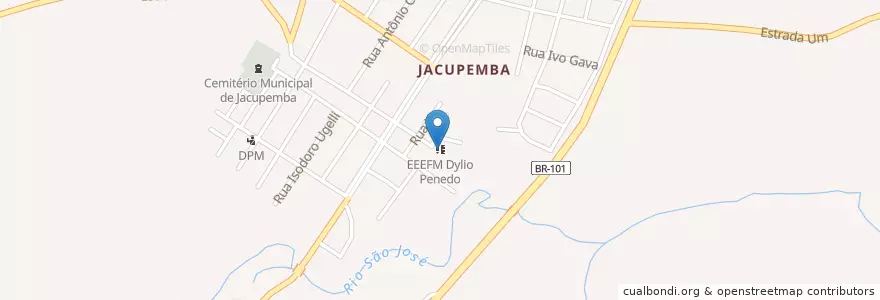 Mapa de ubicacion de EEEFM Dylio Penedo en البَرَازِيل, المنطقة الجنوبية الشرقية, إسبيريتو سانتو, Microrregião Linhares, Região Geográfica Intermediária De São Mateus, Aracruz.