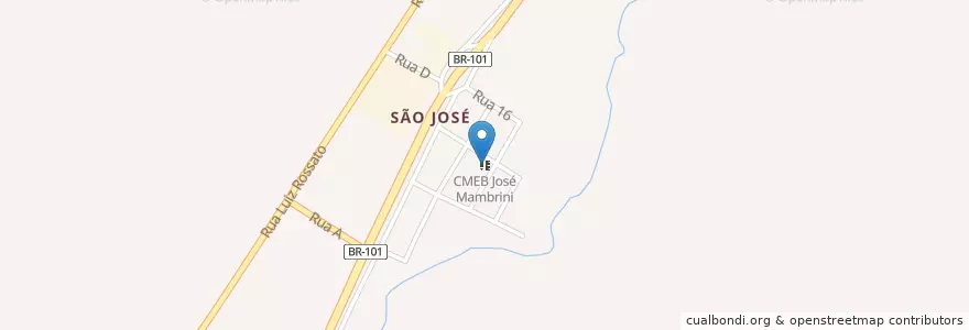 Mapa de ubicacion de CMEB José Mambrini en البَرَازِيل, المنطقة الجنوبية الشرقية, إسبيريتو سانتو, Microrregião Linhares, Região Geográfica Intermediária De São Mateus, Aracruz.