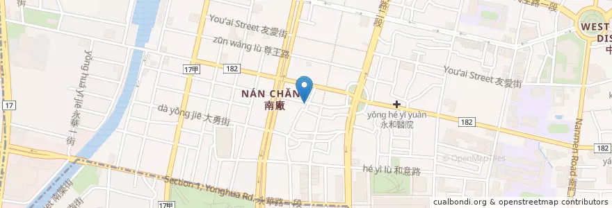 Mapa de ubicacion de 阿鳳浮水魚羹 en Taiwan, 臺南市, 中西區.