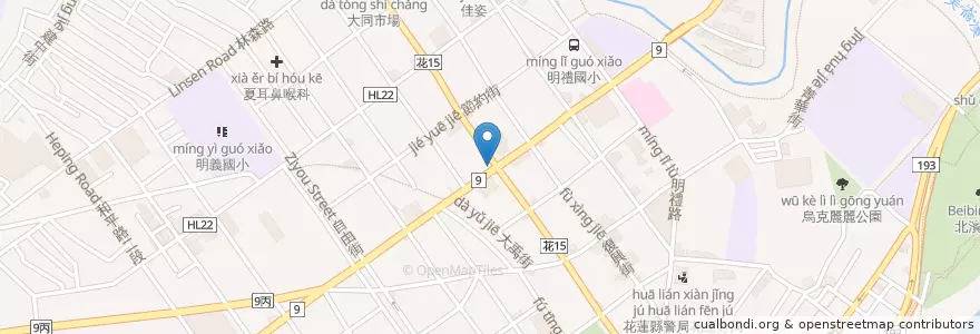 Mapa de ubicacion de 星巴克 en Tayvan, 臺灣省, Hualien, 花蓮市.