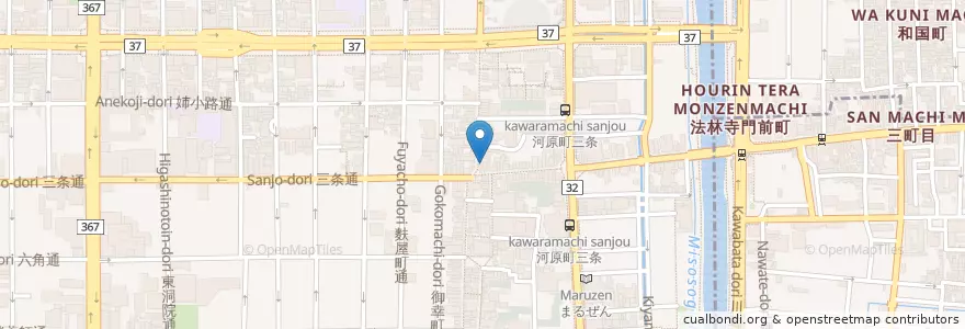 Mapa de ubicacion de 三条寺町交番 en Japan, 京都府, Kioto, 中京区.