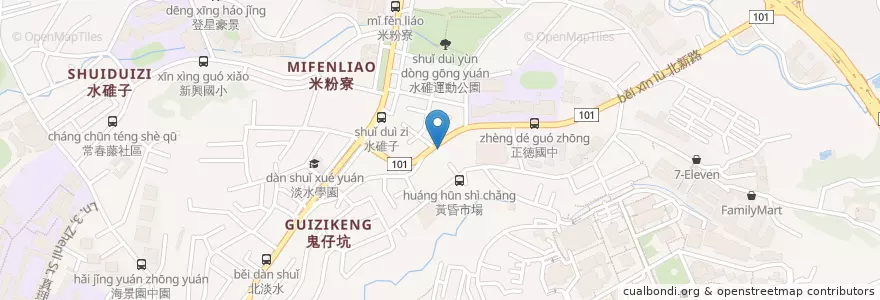 Mapa de ubicacion de 攏一百生猛熱炒 en Tayvan, 新北市, 淡水區.
