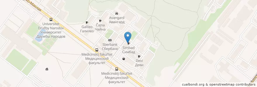 Mapa de ubicacion de Симбад en Rusland, Centraal Federaal District, Moskou, Юго-Западный Административный Округ, Обручевский Район.