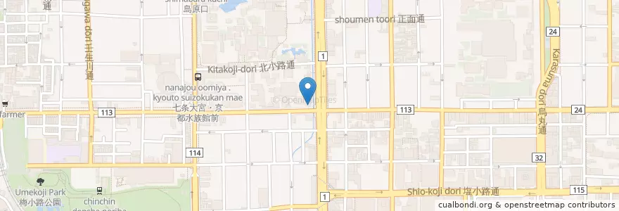 Mapa de ubicacion de 七条堀川交番 en Japonya, 京都府, 京都市, 下京区.