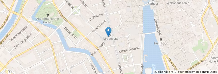 Mapa de ubicacion de Paradeplatz en سويسرا, زيورخ, Bezirk Zürich, Zürich.