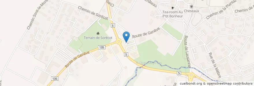 Mapa de ubicacion de Shell en Швейцария, Во, District De Lausanne, Cheseaux-Sur-Lausanne.