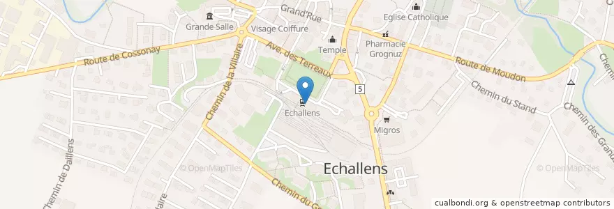Mapa de ubicacion de Poste d'Echallens en Suiza, Valdia, District Du Gros-De-Vaud, Echallens.