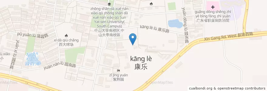 Mapa de ubicacion de 中大心理咨询中心 en Cina, Guangdong, 广州市, 海珠区, 新港街道.