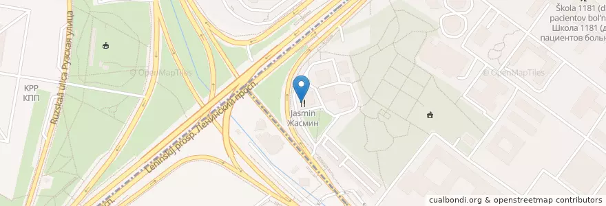 Mapa de ubicacion de Жасмин en 러시아, Центральный Федеральный Округ, Москва, Юго-Западный Административный Округ, Обручевский Район.