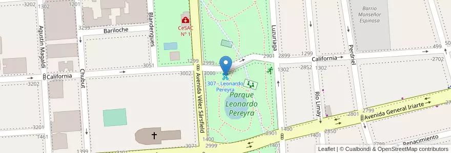 Mapa de ubicacion de 307 - Leonardo Pereyra en Arjantin, Ciudad Autónoma De Buenos Aires, Comuna 4, Buenos Aires.