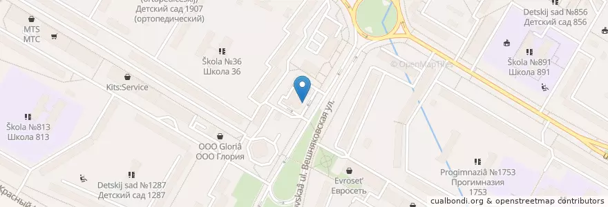 Mapa de ubicacion de QIWI Терминал en 러시아, Центральный Федеральный Округ, Москва, Восточный Административный Округ, Район Вешняки.