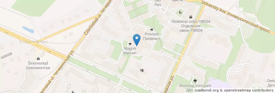 Mapa de ubicacion de Филиал Поликлиники №65 en Russie, District Fédéral Du Nord-Ouest, Oblast De Léningrad, Saint-Pétersbourg, Петродворцовый Район, Peterhof.