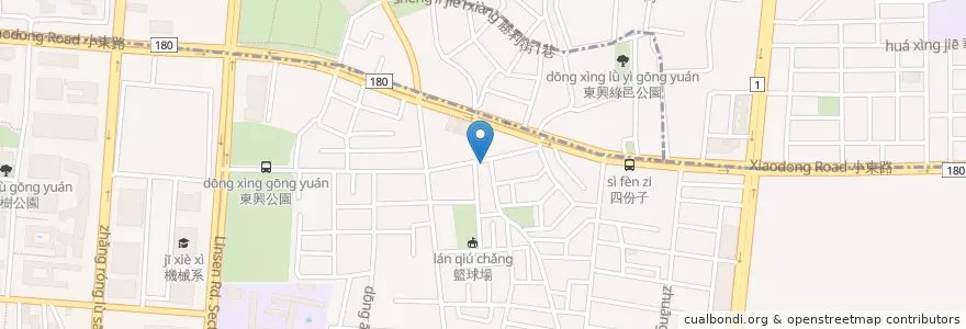 Mapa de ubicacion de 台南小東郵局 en Taiwán, 臺南市, 北區.