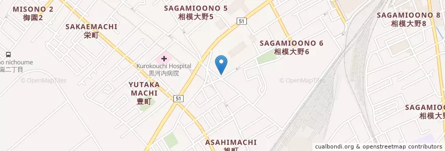 Mapa de ubicacion de 本木薬局 en Giappone, Prefettura Di Kanagawa, 相模原市, 南区.