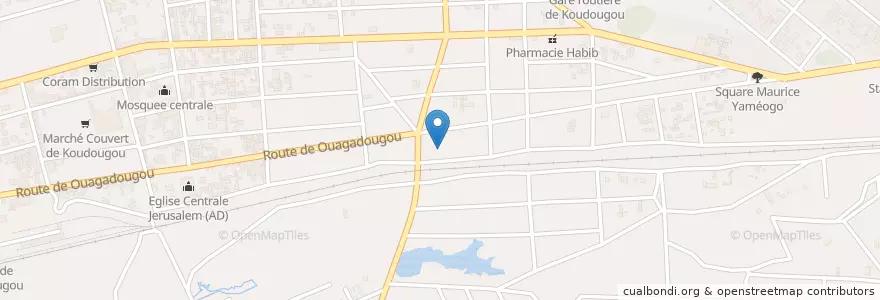 Mapa de ubicacion de cours Placide YAMEOGO en Burkina Faso, Centre-Ouest, Boulkiemdé, Koudougou, Koudougou.