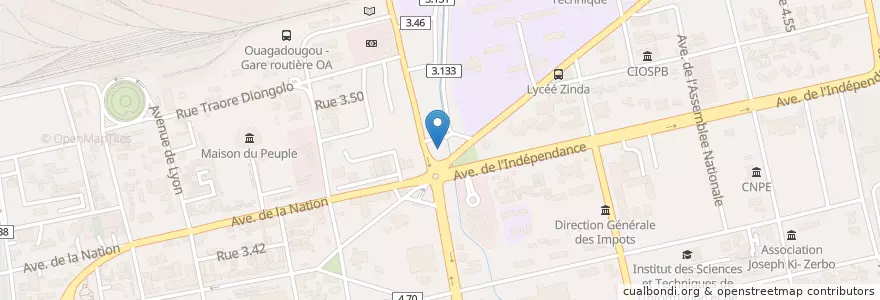 Mapa de ubicacion de Jardin de l'Amitié en Burkina Faso, Centre, Kadiogo, Ouagadougou.