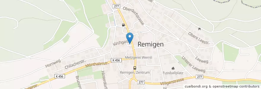 Mapa de ubicacion de Raiffeisen en Schweiz/Suisse/Svizzera/Svizra, Aargau, Bezirk Brugg, Remigen.