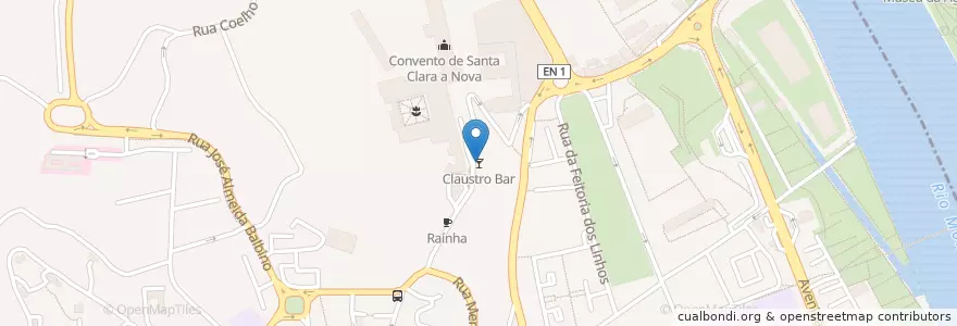Mapa de ubicacion de Claustro Bar en Portugal, Centro, Baixo Mondego, Coimbra, Coimbra, Santa Clara E Castelo Viegas.