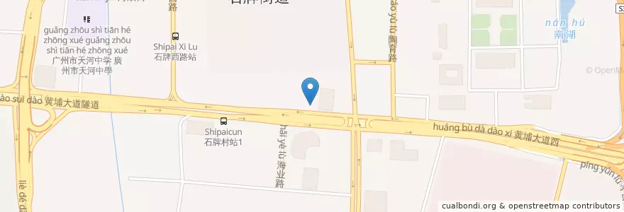 Mapa de ubicacion de 广州华美美容医院 en 中国, 广东省, 广州市, 天河区, 石牌街道.