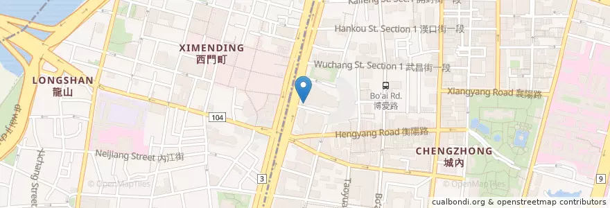 Mapa de ubicacion de 臺北中山堂郵局 en تايوان, تايبيه الجديدة, تايبيه, 萬華區.