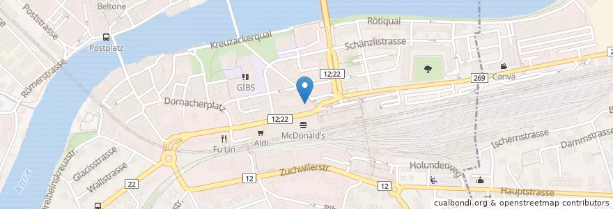 Mapa de ubicacion de Ausweiszentrum Kanton Solothurn en Швейцария, Золотурн, Amtei Solothurn-Lebern, Bezirk Solothurn, Bezirk Wasseramt, Solothurn.