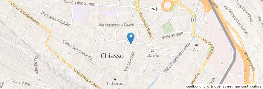 Mapa de ubicacion de Sala-Cine Excelsior en Suíça, Tessino, Distretto Di Mendrisio, Circolo Di Balerna, Chiasso.