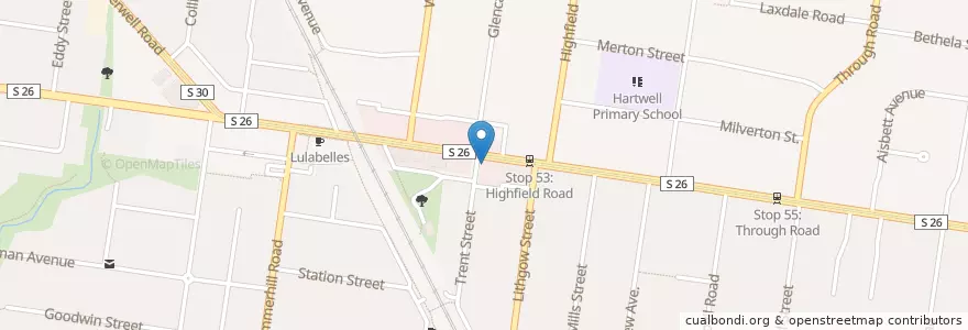 Mapa de ubicacion de Wong's Take Away en Australië, Victoria, City Of Boroondara.