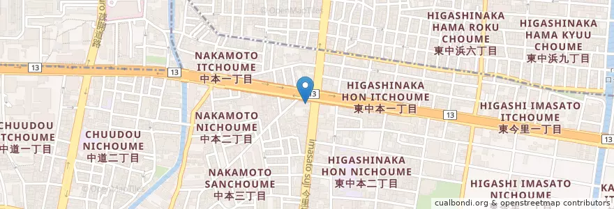 Mapa de ubicacion de じゃんぼ総本店 en 일본, 오사카부, 오사카, 城東区.