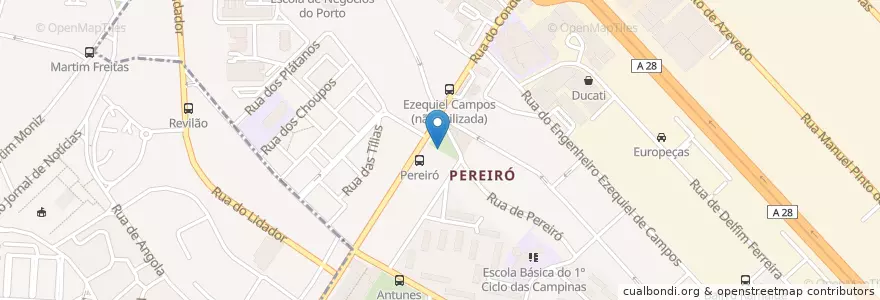 Mapa de ubicacion de Estação de Pereiró en Portugal, North, Área Metropolitana Do Porto, Porto, Porto.