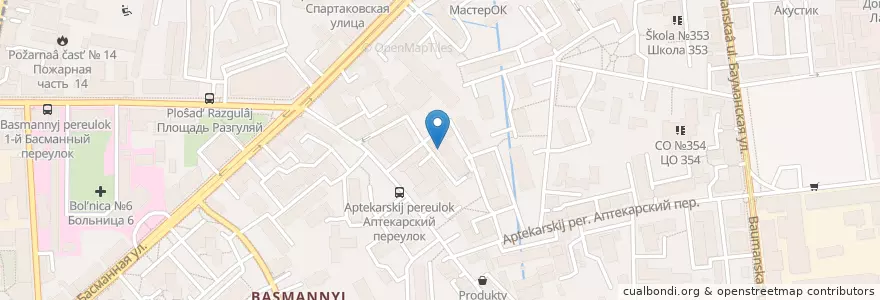 Mapa de ubicacion de Академия вкуса en Rússia, Distrito Federal Central, Москва, Центральный Административный Округ, Басманный Район.