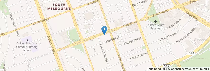 Mapa de ubicacion de South Melbourne Post Shop en 오스트레일리아, Victoria, City Of Port Phillip.