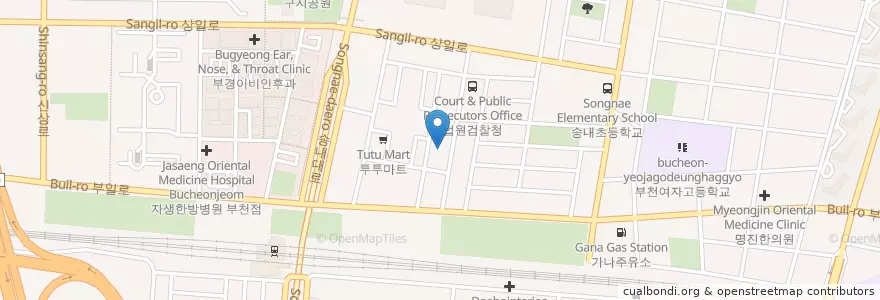 Mapa de ubicacion de kingdom hall of jehovah witness en 대한민국, 경기도, 부천시.