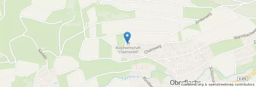 Mapa de ubicacion de Buschwirtschaft "Chalmstübli" en سوئیس, Aargau, Bezirk Brugg, Schinznach.