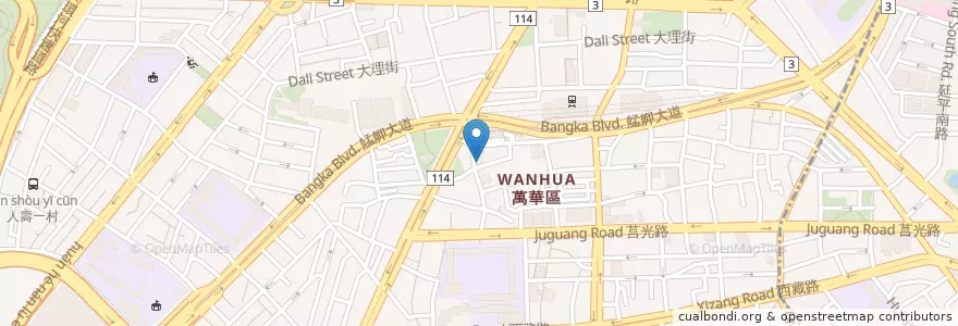 Mapa de ubicacion de 雙園區民活動中心 en تايوان, تايبيه الجديدة, تايبيه, 萬華區.