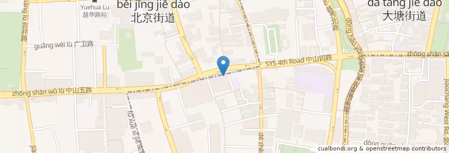 Mapa de ubicacion de 农业银行广州中山四路支行 en Chine, Guangdong, Canton, 越秀区, 大塘街道.