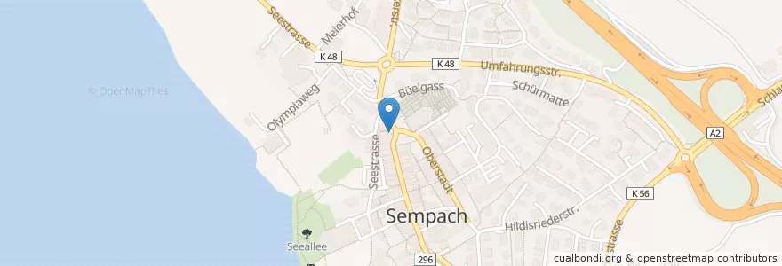 Mapa de ubicacion de Sempach Stadt en Svizzera, Lucerna, Sempach.