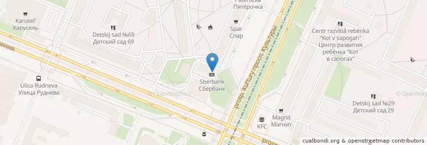 Mapa de ubicacion de Сбербанк en Russland, Föderationskreis Nordwest, Oblast Leningrad, Sankt Petersburg, Wyborger Rajon, Округ № 15.
