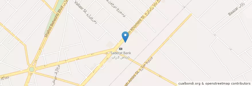 Mapa de ubicacion de بانک مهر en イラン, ガズヴィーン, شهرستان تاکستان, بخش مرکزی شهرستان تاکستان, تاکستان.