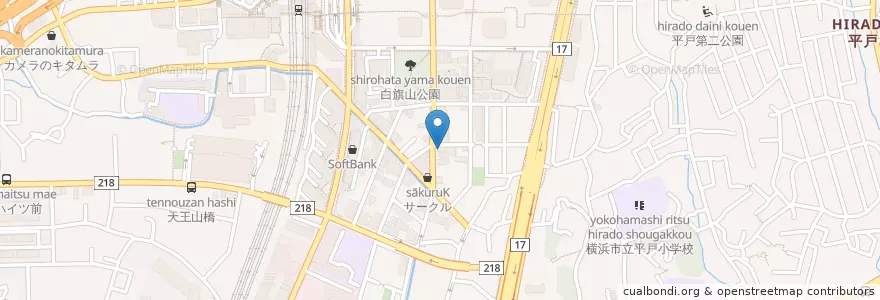 Mapa de ubicacion de なの花薬局 品濃町店 en 일본, 가나가와현, 요코하마시, 戸塚区.