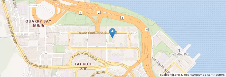 Mapa de ubicacion de Tai Koo Shing Post Office en China, Guangdong, Hong Kong, Hong Kong Island, New Territories, Eastern District.