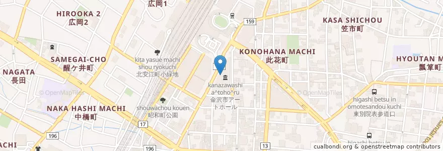 Mapa de ubicacion de トヨタレンタリース金沢駅東口店 en 日本, 石川县, 金沢市.