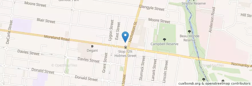 Mapa de ubicacion de East Coburg Medical Centre en Австралия, Виктория, City Of Moreland.