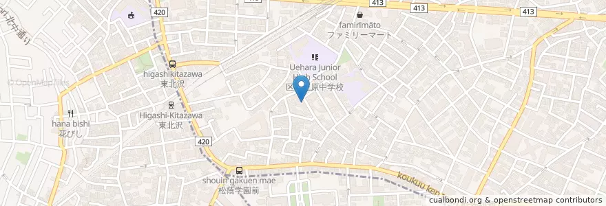Mapa de ubicacion de 日本キリスト教団 代々木上原教会 en Japan, Tokio, 渋谷区.