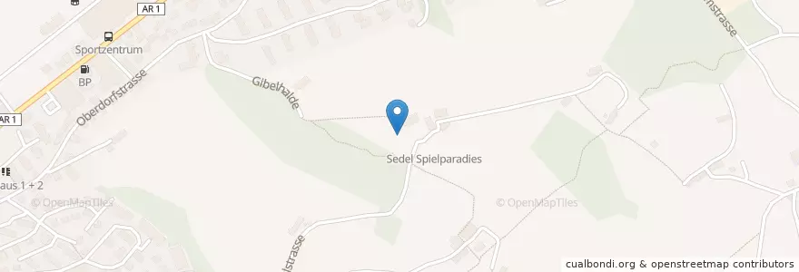Mapa de ubicacion de Sedel en Suisse, Appenzell Rhodes-Extérieures, Saint-Gall, Hinterland, Herisau.