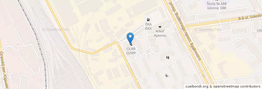 Mapa de ubicacion de ОЛРР en Rusland, Centraal Federaal District, Moskou, Восточный Административный Округ, Район Соколиная Гора.