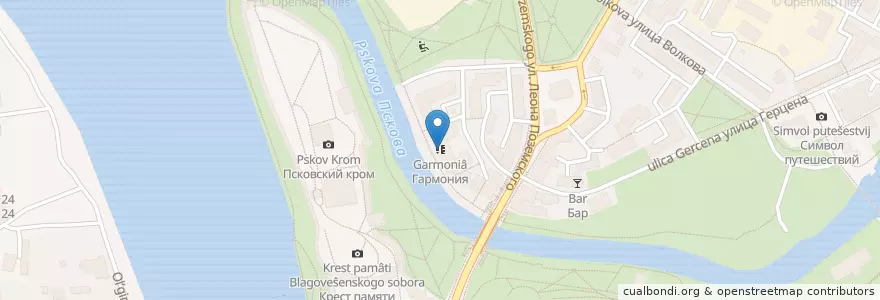 Mapa de ubicacion de Гармония en ロシア, 北西連邦管区, プスコフ州, Псковский Район, Городской Округ Псков.