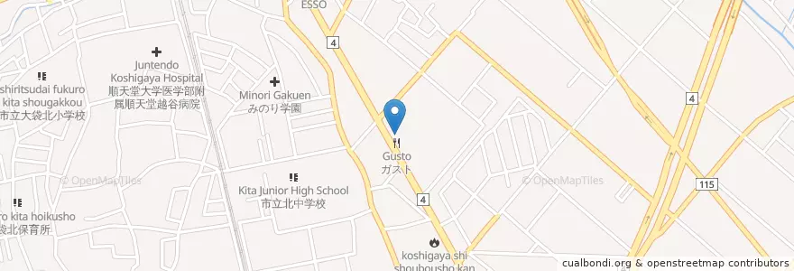 Mapa de ubicacion de ガスト en Japonya, 埼玉県, 越谷市.