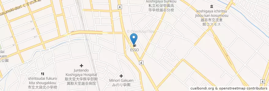 Mapa de ubicacion de Esso en 日本, 埼玉县, 越谷市.