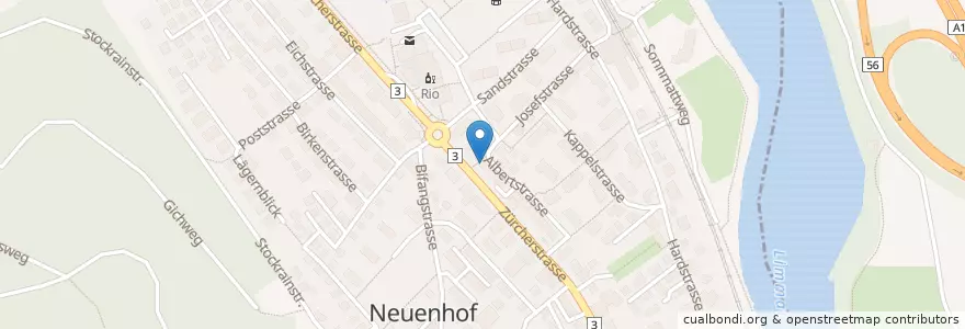 Mapa de ubicacion de TopPharm Neuenhofer Apotheke en Schweiz/Suisse/Svizzera/Svizra, Aargau, Bezirk Baden, Wettingen, Neuenhof.